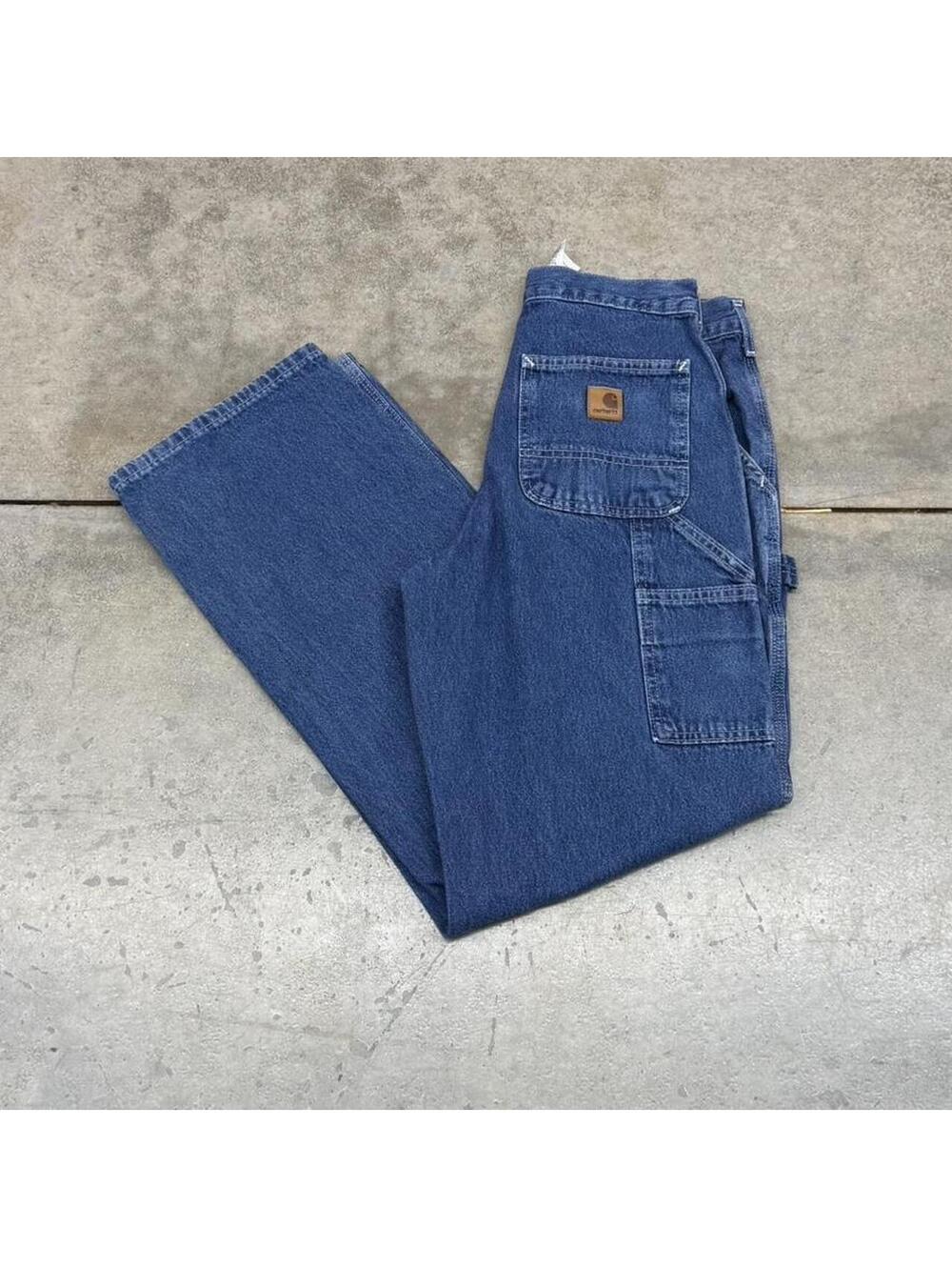 vintage carhartt blue relaxed baggy fit dungaree carpenter jeans size 30 x 32